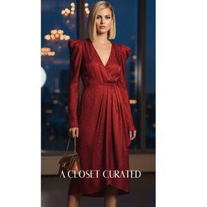 A.L.C Carolina Silk Midi Dress Crimson 4 Red NEW